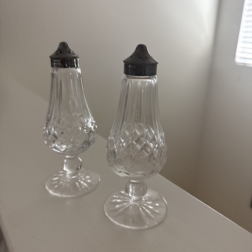 Vintage Waterford Crystal Lismore Footed Salt and Pepper Shaker Set